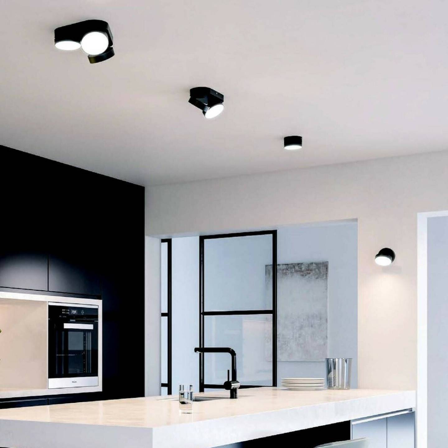 Lutec LED ceiling spot Stanos, CCT, single-bulb, black Lámparas