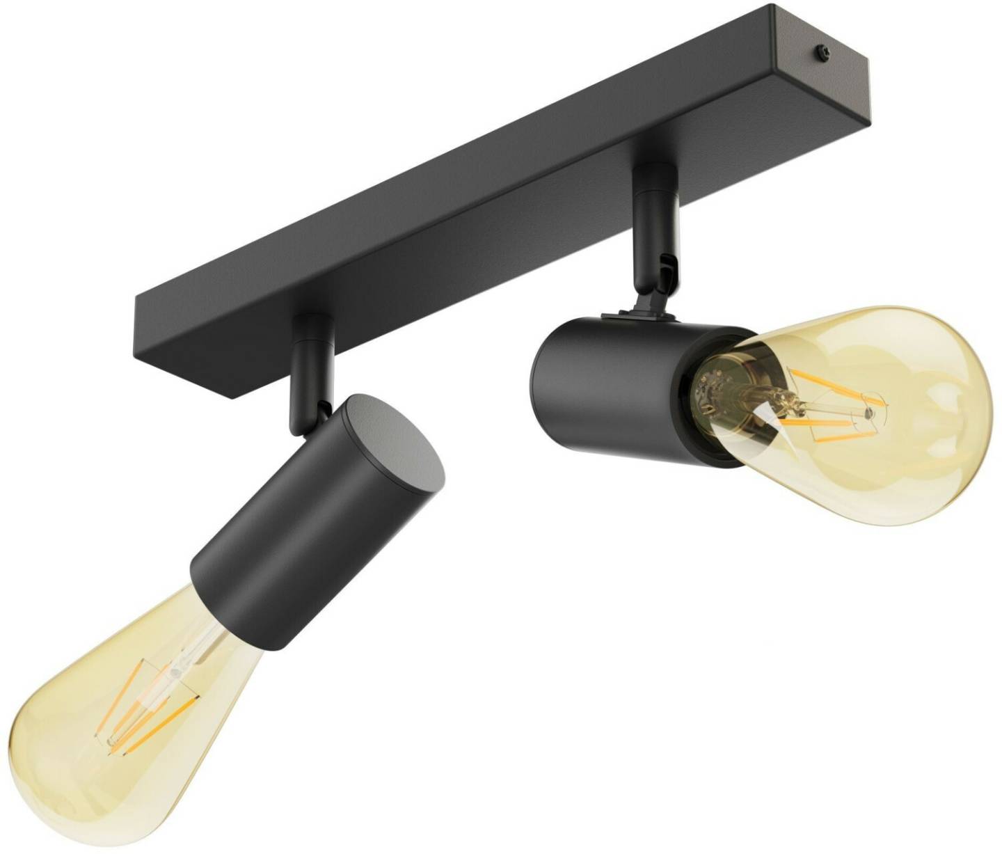 Lámparas ledscom.de E27 vintage ceiling light FARE, retro, black, swiveling, 2-bulb + lamps vintage gold max. 814lm extra warm white 3-stage dimming