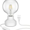 ledscom.de E27 porcelain table lamp TIX, round with plug and switch, white, 90mm incl. E27 G125 filament lamp 7.123W warm white 838lm Lámparas