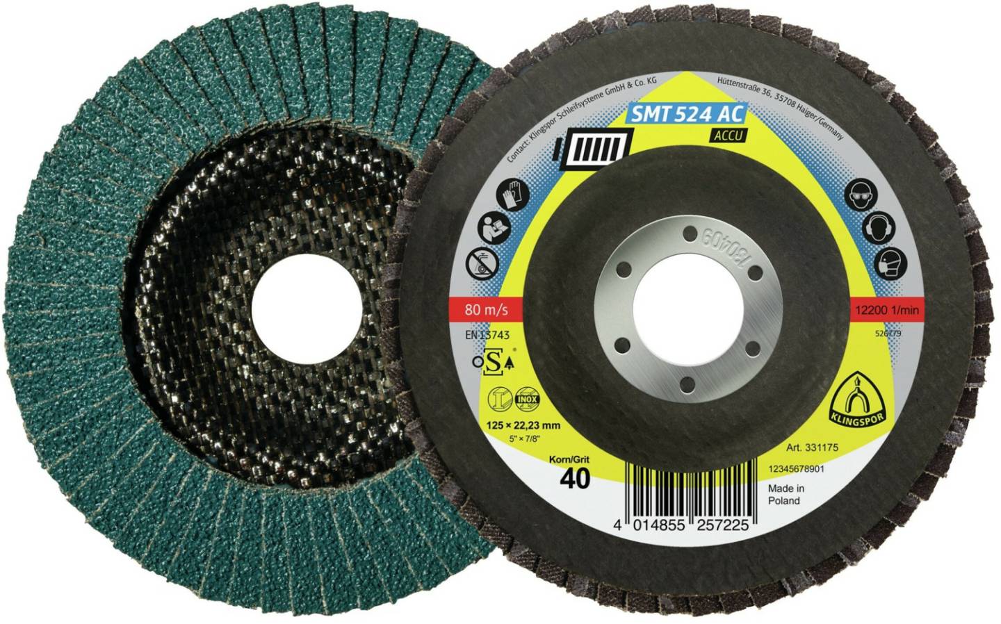 Lijas y discos Klingspor SMT 524AC115 x 22,23 mm, K 40 (331172)