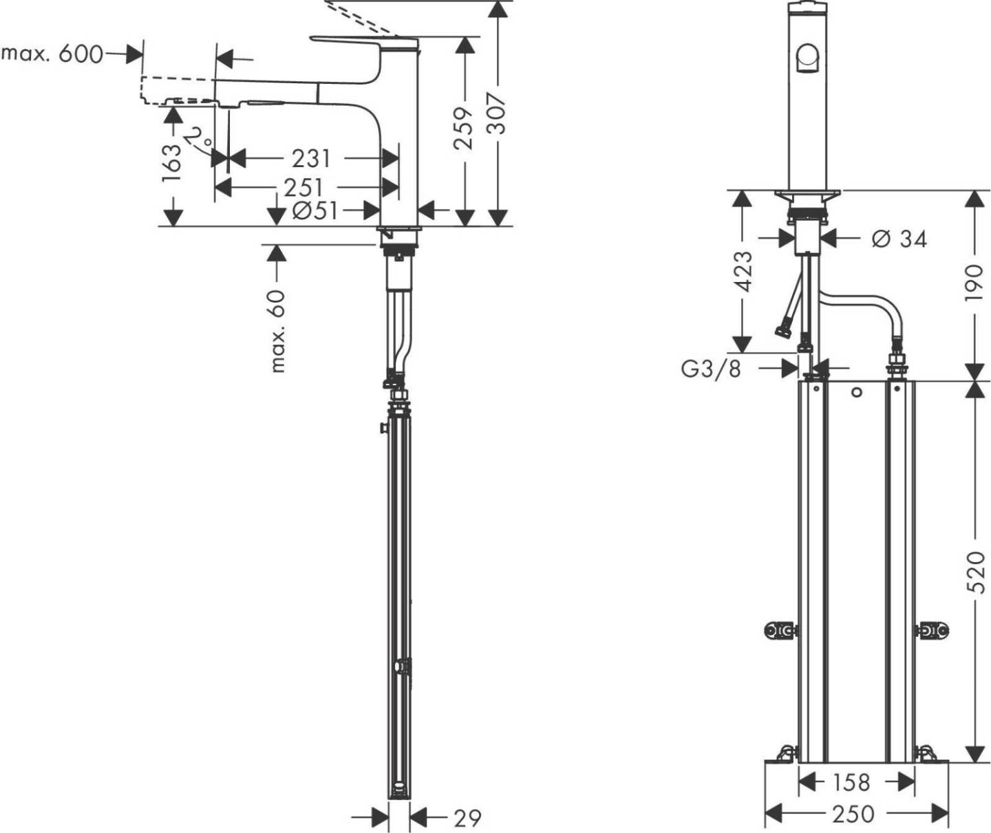 Hansgrohe 74823000 plateado Grifería de cocina