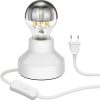 Lámparas ledscom.de E27 porcelain table lamp TIX, round with plug and switch, white, 90mm incl. E27 lamp 667lm warm white