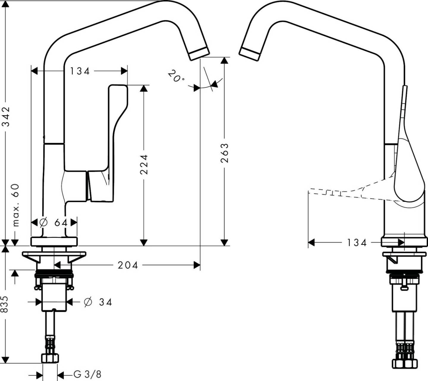 Axor Cittero 260 (39850___)39850950 brushed br Grifería de cocina