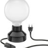 ledscom.de E27 porcelain table lamp TIX, round with plug and switch, black, 90mm incl. E27 bulb 550lm warm white Lámparas