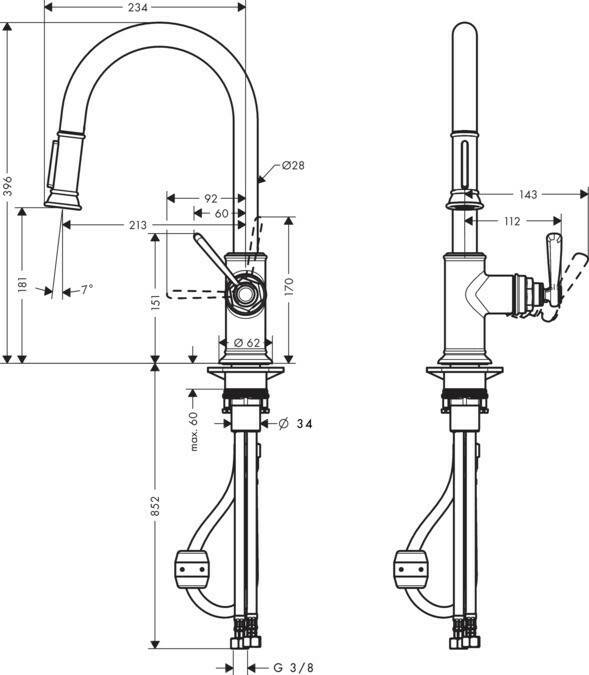 Hansgrohe Axor Montreux with pull-out shower (16581800) Grifería de cocina