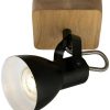 Lámparas Briloner Arbo ceiling spotlight with wooden element, single-bulb