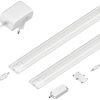 ledscom.de LED under-cabinet light SIRIS white matt with touch dimmer, flat, 30cm each, 368lm each, warm white, set of 2 Lámparas