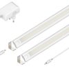 ledscom.de LED under-cabinet light SIRIS, matt white, corner mounting, flat, 30cm, 368lm each, warm white, set of 2 Lámparas