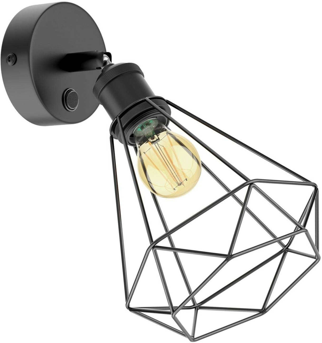 Lámparas ledscom.de Wall light RETRA, switch, matt black, round, cage shade + LED lamp 667lm warm white SET-6225-WW