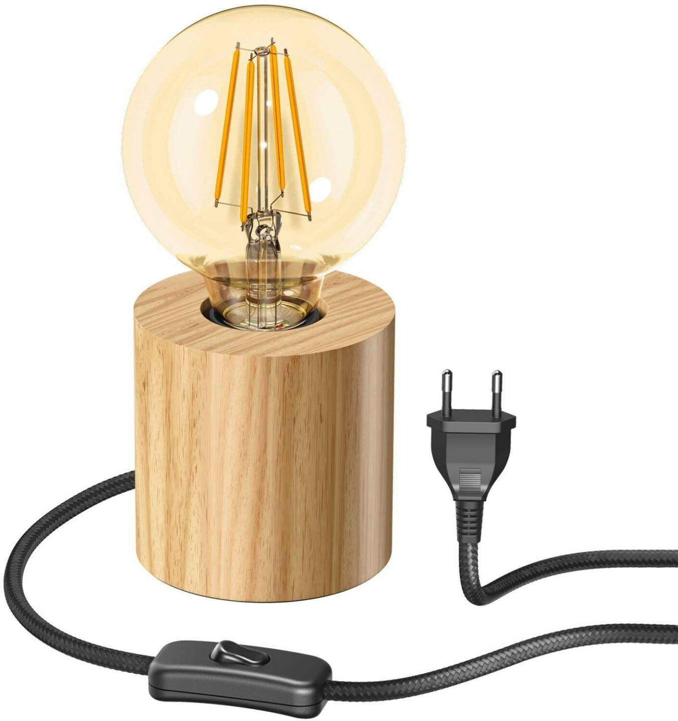 Lámparas ledscom.de Table lamp HITO, solid wood, round, incl. LED lamp gold max. 818lm, 3-level dimming, extra warm white