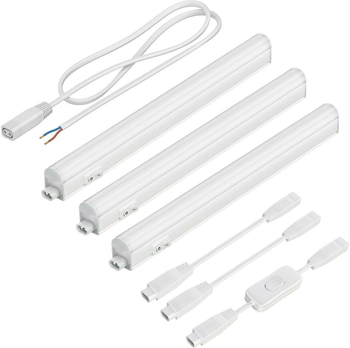 ledscom.de LED under-cabinet lights Rigel, 31.3cm each, with switch (warm white, 11.58W, 397lm each, 130°) set of 3 Lámparas