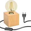 Lámparas ledscom.de Table lamp HITO, solid wood, square + LED lamp gold max. 818lm, 3-level dimming, extra warm white