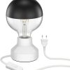 ledscom.de E27 porcelain table lamp TIX, round with plug and switch, white, 90mm incl. E27 lamp 660lm warm white Lámparas