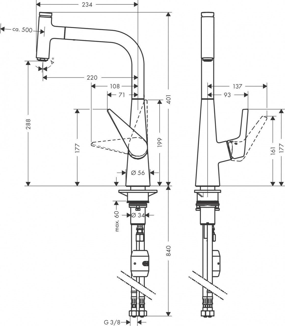 Grifería de cocina Hansgrohe Talis Select M51 300 Eco (72826800)