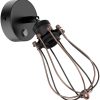 Lámparas ledscom.de Wall light RETRA, switch, matt black, round, E27 socket, cage shade SET-6840