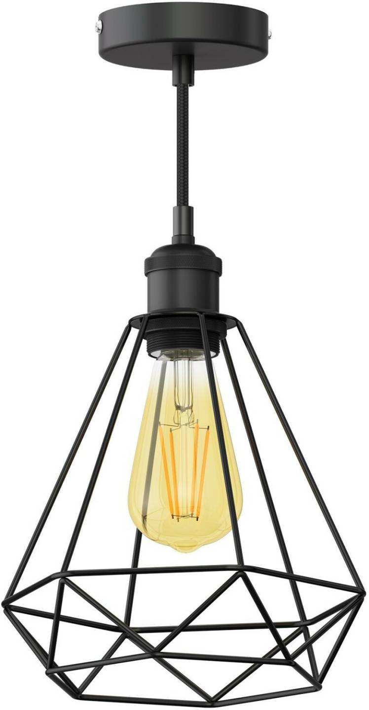 ledscom.de Vintage pendant light RETRA, black, cage shade + LED lamp gold max. 814lm, 3 levels, extra warm white Lámparas