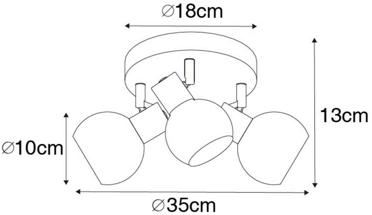 QAZQA Vidro ceiling light with smoked glass shades, 3-bulb. Lámparas