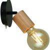 Searchlight Spinny Spotlight Wall Light Wood & Black Metal Lámparas