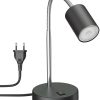 ledscom.de Table lamp WAIKA gooseneck switch, matt black + GU10 LED, PAR16, warm white, 6.05W, 374lm, 70°, 3-stage dimmer Lámparas