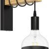 Lámparas ledscom.de E27 vintage wall light WOLO, solid wood, steel, black, incl. E27 lamp (warm white, 6.39W, 660lm)