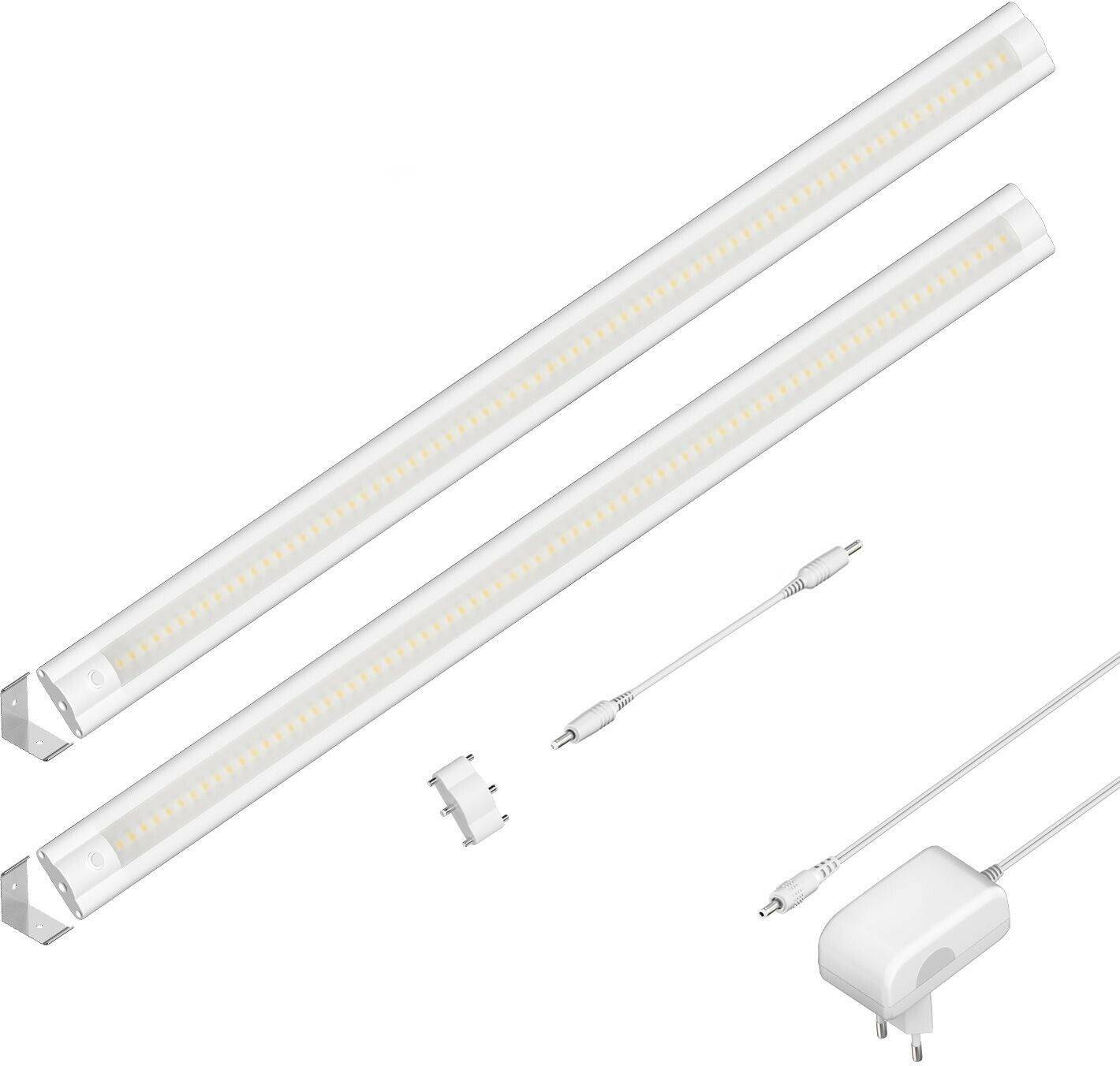 ledscom.de LED under-cabinet light SIRIS, matt white, with connector, corner mounting, flat, 50cm each, 655lm each, white, set of 2 Lámparas